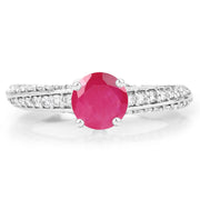 Bids.com 1.49 Carat Genuine Ruby and White Diamond 14K White Gold Ring (I Color, SI Clarity) Rings