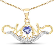 Bids.com 14K Yellow Gold Plated 0.62 Carat Genuine Tanzanite and White Topaz .925 Sterling Silver Pendant Pendants