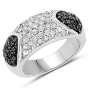 Bids.com 0.99 Carat Genuine Black Diamond and White Diamond .925 Sterling Silver Ring Rings
