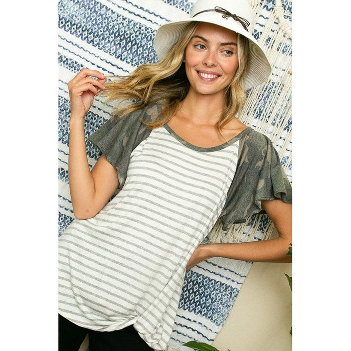 STRIPE CAMO  TWIST BOTTOM TOP