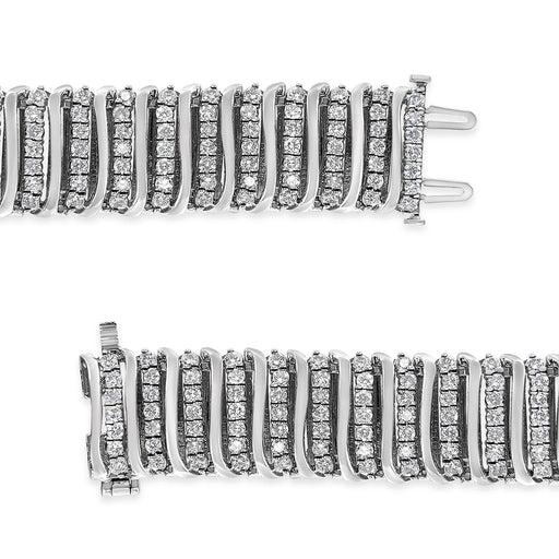 Bids.com .925 Sterling Silver 8 1/2 Cttw Diamond 7 Row Chevron "S" Curved Link Tennis Bracelet (I-J color, I1-I2 clarity) - 7.25" Bracelets