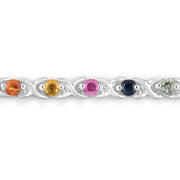 Bids.com 0.88 Carat Genuine Multi Sapphire .925 Sterling Silver Bracelet Bracelets