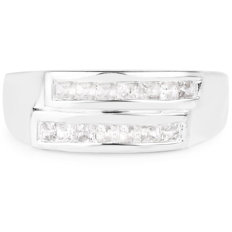 Bids.com 0.70 Carat Genuine White Sapphire .925 Sterling Silver Ring Rings