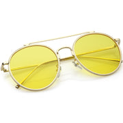 zeroUV Modern Slim Round Color Tone Aviator Sunglasses A871 Sunglasses