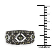 Bids.com 0.27 Carat Genuine Green Diamond .925 Sterling Silver Ring Rings