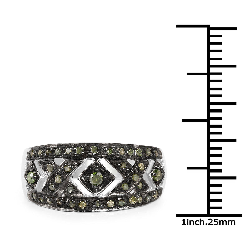 Bids.com 0.27 Carat Genuine Green Diamond .925 Sterling Silver Ring Rings