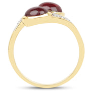 Bids.com 14K Yellow Gold Plated 2.38 Carat Glass Filled Ruby and White Topaz .925 Sterling Silver Ring Rings
