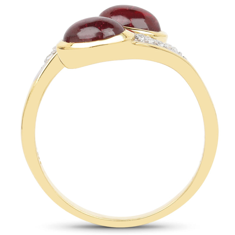 Bids.com 14K Yellow Gold Plated 2.38 Carat Glass Filled Ruby and White Topaz .925 Sterling Silver Ring Rings