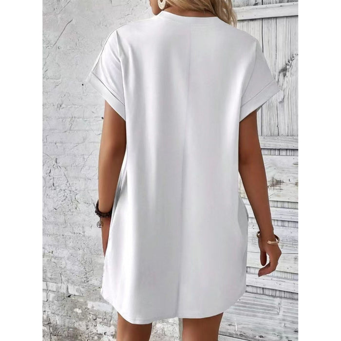 Pocketed Round Neck Short Sleeve Dress