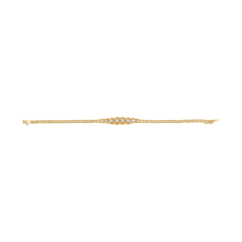 Bids.com 10K Yellow Gold 1/4 Cttw Round-Cut Diamond Basket Weave Rope Chain Style 7" Bracelet (H-I Color, I1-I2 Clarity) Bracelets