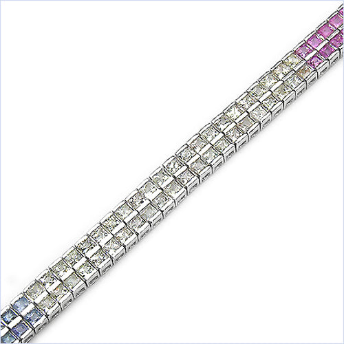 Bids.com 9.50 Carat Genuine Multi sapphire Sterling Silver Bracelet Bracelets