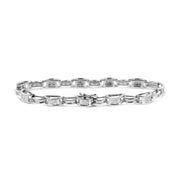 Bids.com 14K White Gold 1.0 Cttw Invisible Set Princess Diamond Alternating Link Tennis Bracelet (I-J Color, I1-I2 Clarity) - 7.25" Bracelets