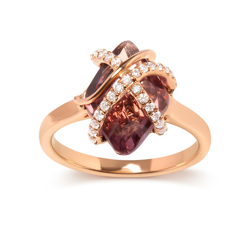 Bids.com 14K Rose Gold 1/5 Cttw Diamond Wrapped 15x15 MM Purple Amethyst Cocktail Ring (G-H Color, SI1-SI2 Clarity) Rings