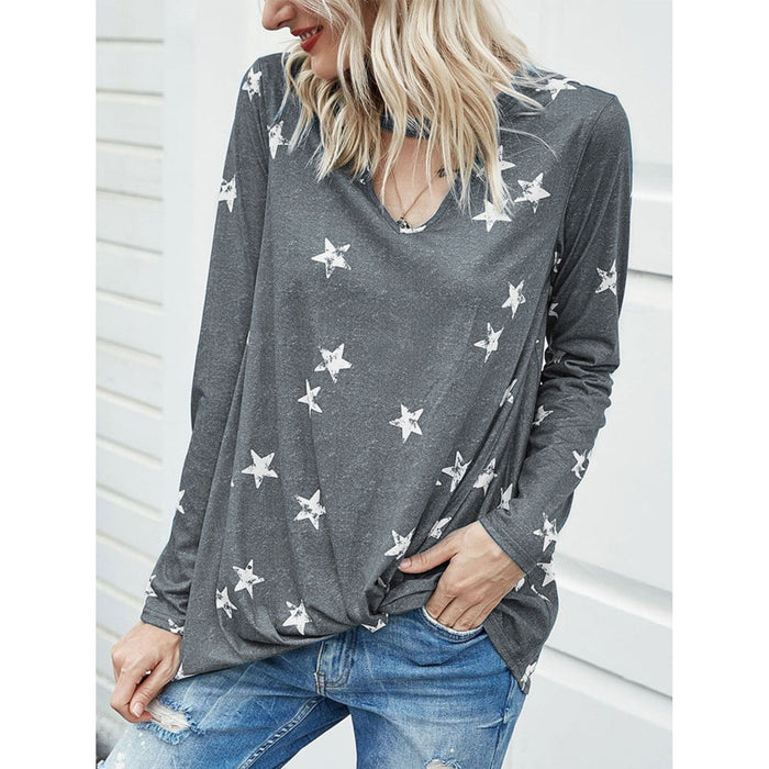 Cutout Round Neck Long Sleeve T-Shirt