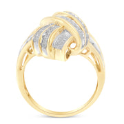 Bids.com 10K Yellow Gold Diamond Bypass Cocktail Ring (1 1/5 Cttw, I-J Color, I2-I3 Clarity) - Size 8 Rings