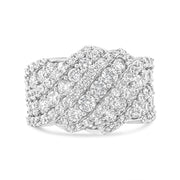 Bids.com 10K White Gold 3.00 Cttw Diamond Multi Row Cluster Band Ring (I-J Color, I3 Clarity) - Size 7 Rings