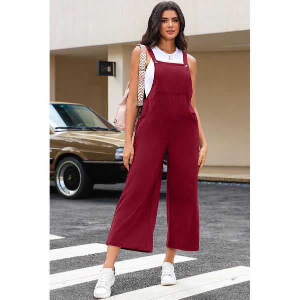 Pocketed Wide Leg Overall