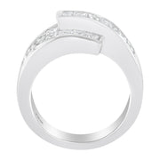Bids.com 14K White Gold 2.0 Cttw Channel-Set Princess and Baguette-Cut Diamond Bypass Ring Band (G-H Color, SI1-SI2 Clarity) - Ring Size 6.5 Rings