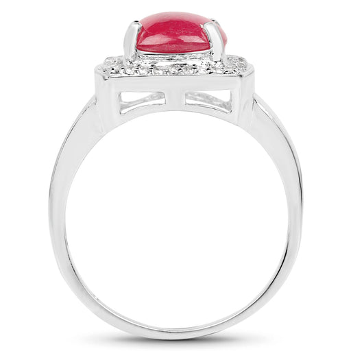 Bids.com 3.31 Carat Glass Filled Ruby and White Topaz .925 Sterling Silver Ring Rings