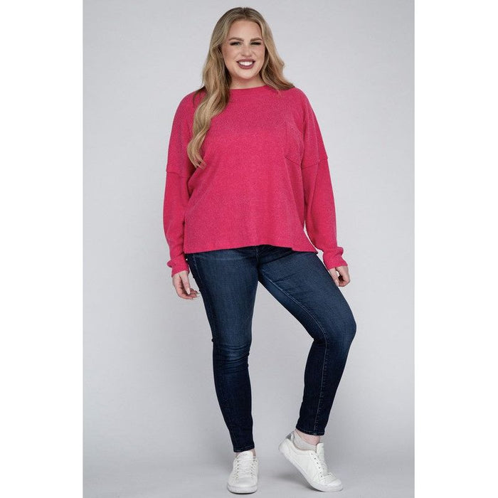 Plus Ribbed Brushed Melange Hacci Sweater