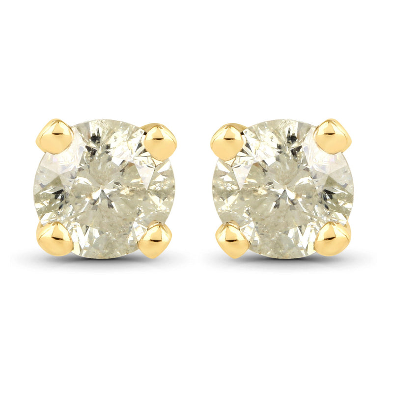 Bids.com 0.92 Carat Genuine LB Diamond 14K Yellow Gold Earrings Earrings