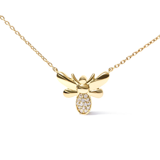 Bids.com 10K Yellow Gold Diamond Accented Bumble Bee Pendant 18" Inch Necklace (H-I Color, I1-I2 Clarity) Necklaces