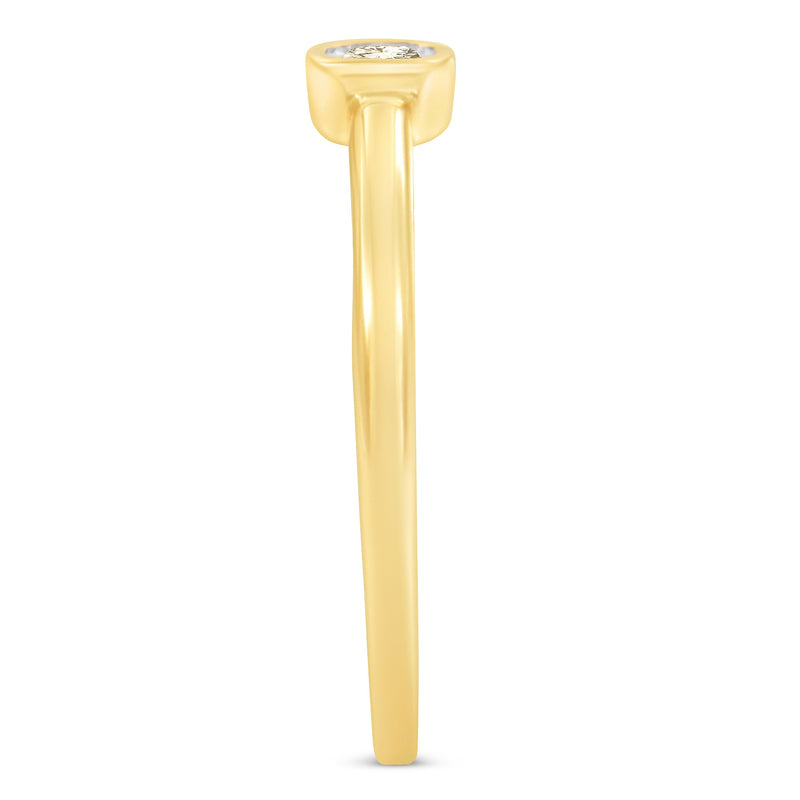 Bids.com 14K Yellow Gold Plated .925 Sterling Silver 1/20 Carat Diamond Square Cushion-Shaped Miracle Set Petite Fashion Promise Ring (J-K Color, I1-I2 Clarity) - Size 6 Rings