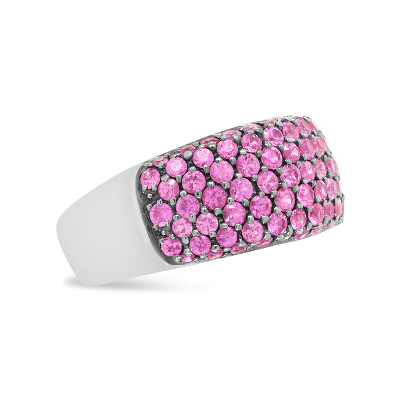 Bids.com 18K White Gold and Black Rhodium Multi Row Pink Sapphire Classic Band Ring - Ring Size 6.5 Rings