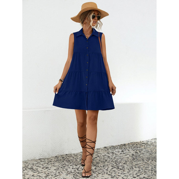 Button Up Sleeveless Mini Dress