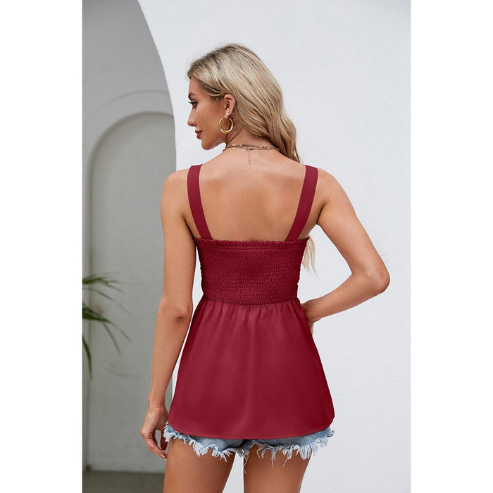 Smocked Square Neck Babydoll Tank