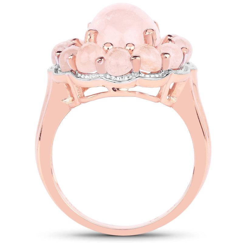 Bids.com 14K Rose Gold Plated 6.76 Carat Genuine Morganite .925 Sterling Silver Ring Rings