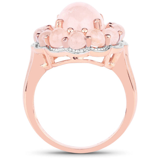 Bids.com 14K Rose Gold Plated 6.76 Carat Genuine Morganite .925 Sterling Silver Ring Rings