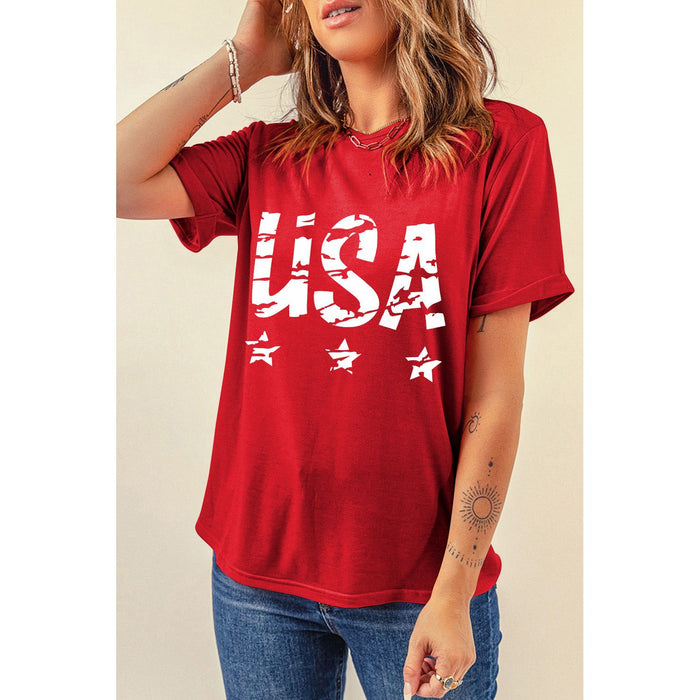 USA Round Neck Short Sleeve T-Shirt