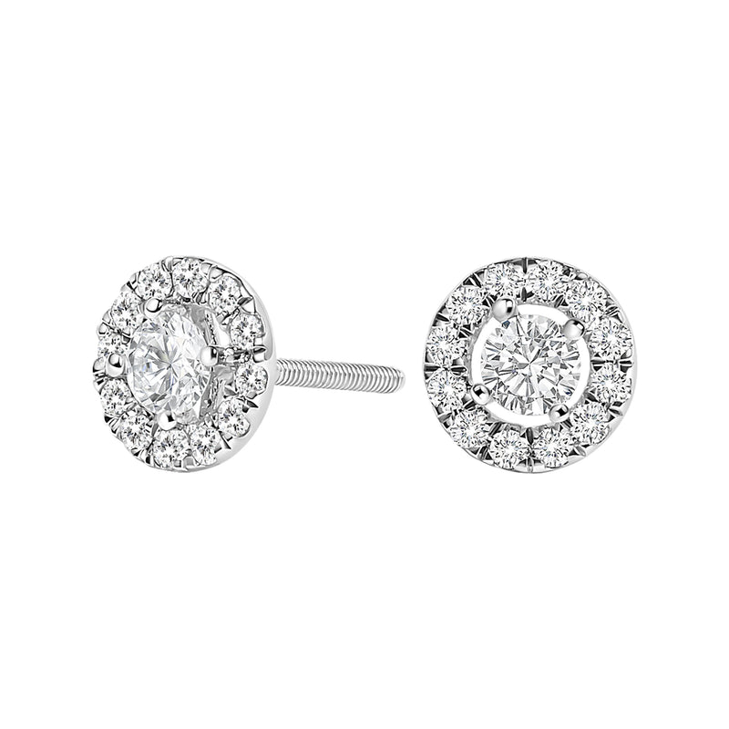 Bids.com 14K White Gold 3/4 Cttw Lab-Grown Diamond Floating Halo Stud Earring (F-G Color, VS1-VS2 Clarity) Earrings