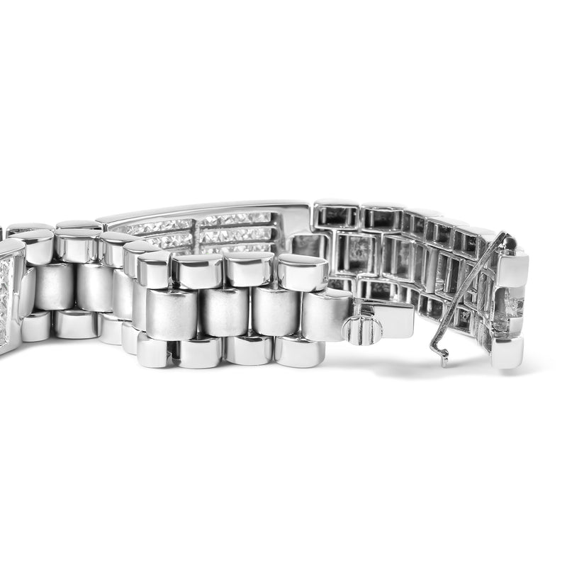 Bids.com 14K White Gold 12.0 Cttw Men's Invisible Set Princess Diamond Tennis Bracelet (G-H Color, VS1-VS2 Clarity) - Size 8.5" Inches Bracelets