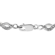 Bids.com .925 Sterling Silver Prong Set Diamond Accent Curved Spiral Link Bracelet (I-J Color, I3 Clarity) - 7.25" Bracelets
