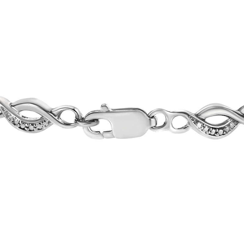 Bids.com .925 Sterling Silver Prong Set Diamond Accent Curved Spiral Link Bracelet (I-J Color, I3 Clarity) - 7.25" Bracelets