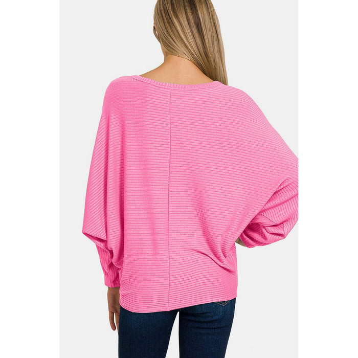 Zenana Ribbed Round Neck Long Sleeve Top