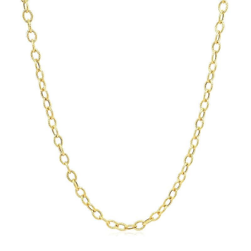 Bids.com 2.5mm 14k Yellow Gold Pendant Chain with Textured Links Necklaces