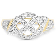 Bids.com 14K Yellow Gold Plated 0.21 Carat Genuine White Diamond .925 Sterling Silver Ring Rings