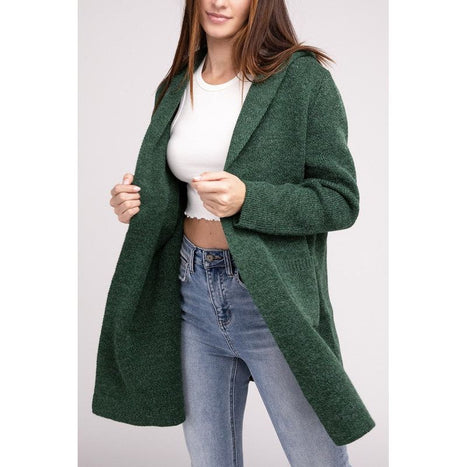 Hooded Open Front Sweater Cardigan