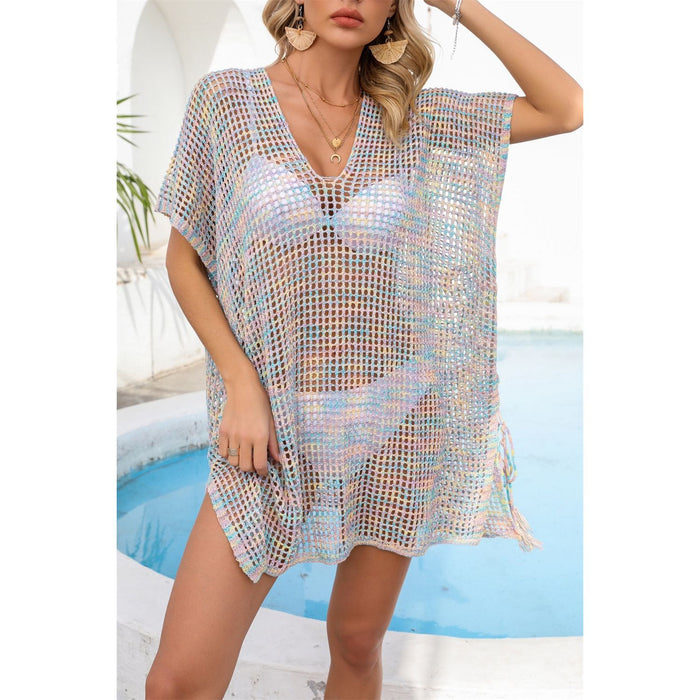 Openwork Slit V-Neck Cover Up