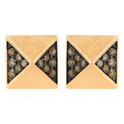Bids.com 14K Rose Gold 1/4 Cttw Brown Diamond Pyramid Stud Earring (Brown Color, SI1-SI2 Clarity) Earrings
