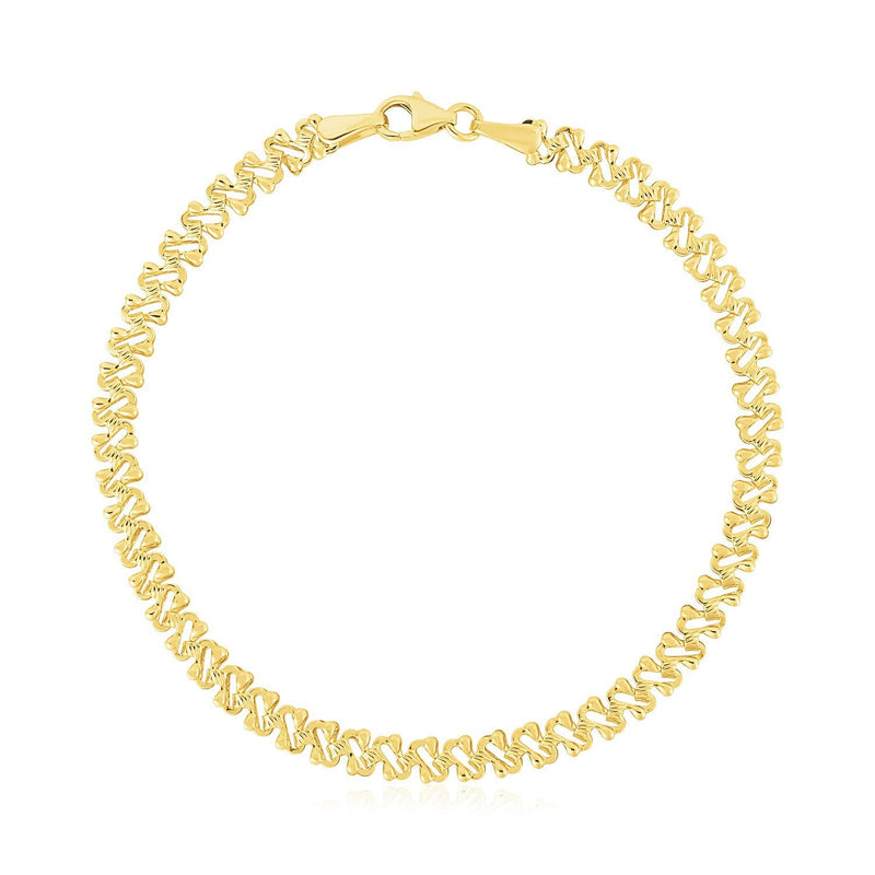Bids.com 14k Yellow Gold High Polish Textured Fancy Chain Bracelet (4mm) Bracelets