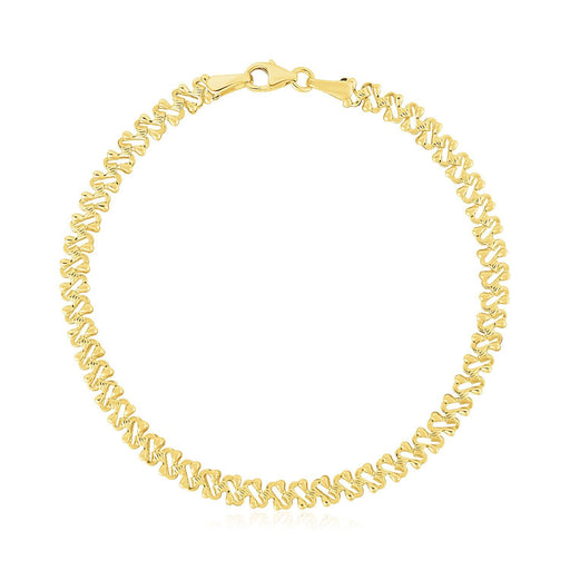 Bids.com 14k Yellow Gold High Polish Textured Fancy Chain Bracelet (4mm) Bracelets