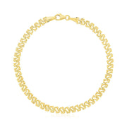 Bids.com 14k Yellow Gold High Polish Textured Fancy Chain Bracelet (4mm) Bracelets
