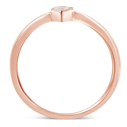 Bids.com 14K Rose Gold Plated .925 Sterling Silver 1/20 Carat Diamond Teardrop Pear-Shaped Miracle Set Petite Fashion Ring (J-K Color, I1-I2 Clarity) - Size 6 Rings