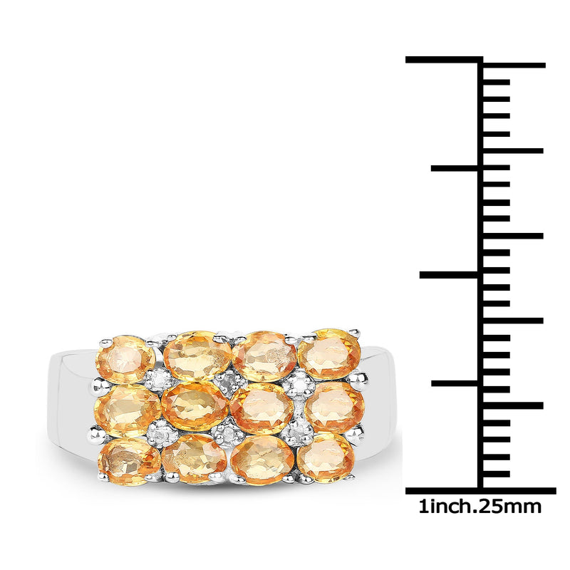 Bids.com 2.67 Carat Genuine Yellow Sapphire and White Diamond .925 Sterling Silver Ring Rings