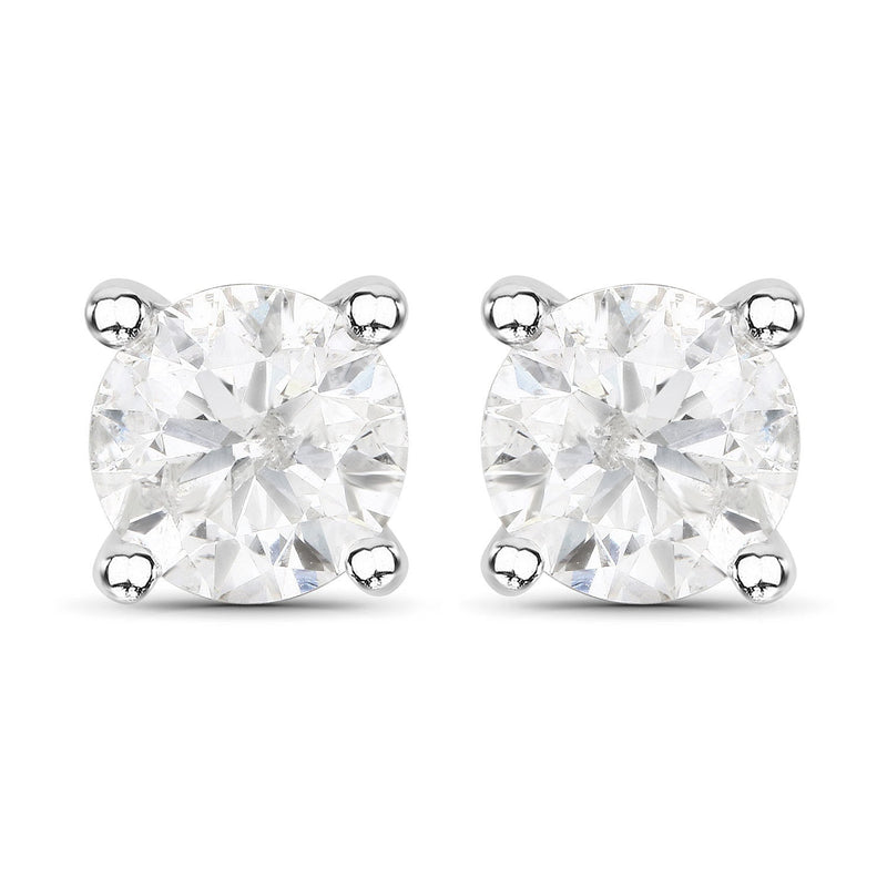 Bids.com 1.02 Carat Genuine White Diamond 14K White Gold Earrings Earrings