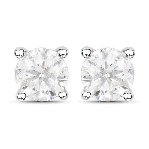 Bids.com 1.02 Carat Genuine White Diamond 14K White Gold Earrings Earrings